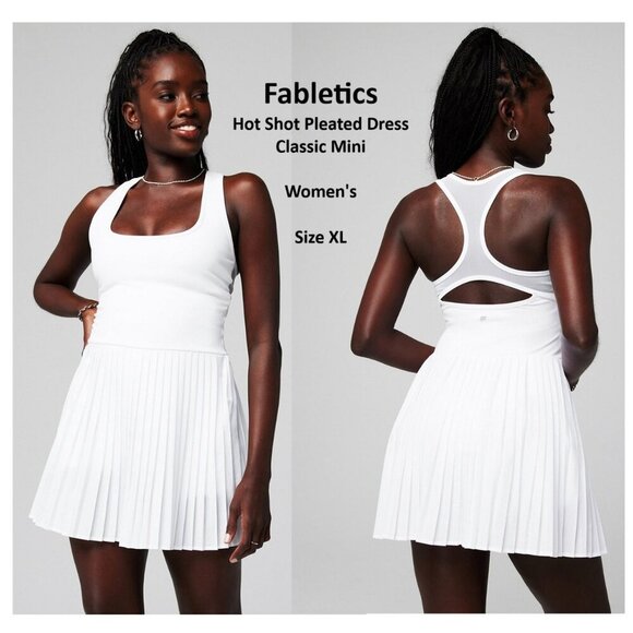 Fabletics Dresses & Skirts - Hot Shot Skort Dress XL Mini Pleated Classic White Tennis Racerback Women's